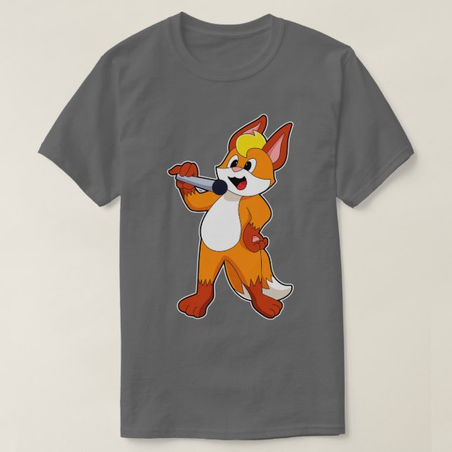 T-shirt Fox as Singer with Microphone (Design devant)