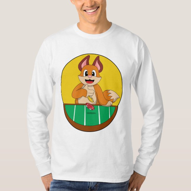 T-shirt Fox at Poker avec des jetons de Poker (Devant)