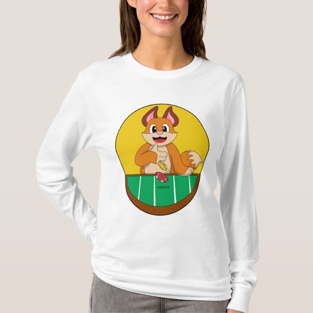 T-shirt Fox at Poker avec des jetons de Poker (Devant)
