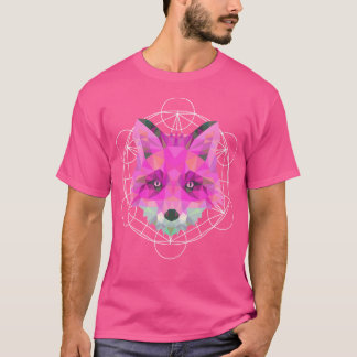 T-shirt Fox Avec Formes Géométriques Roses Géométrie Sacré