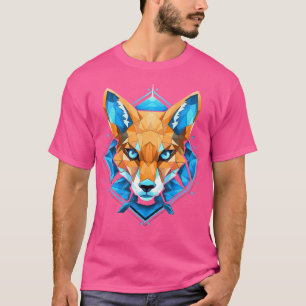 T-shirt Fox Blue Eyes Face Polygon Poster de animal géomét