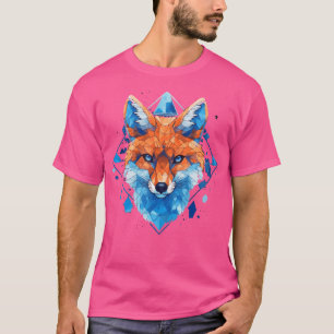 T-shirt Fox Blue Eyes Face Polygon Poster de animal géomét