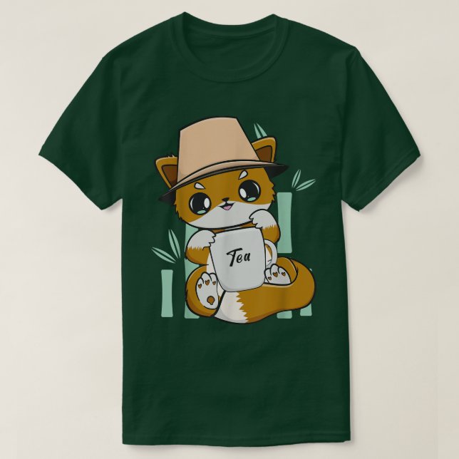 T-shirt Fox Boit Du Lait De Thé De Bulle Avec Boba (Design devant)