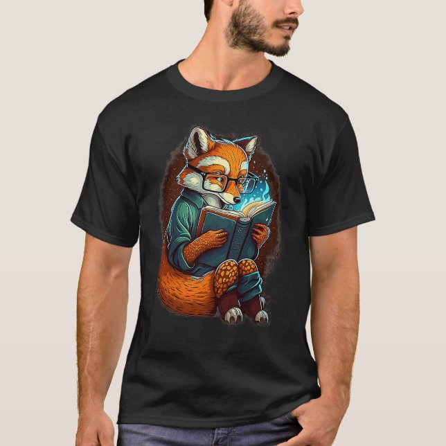 T-shirt Fox Book Lecture Geek Nerd Bibliothécaire (Devant)