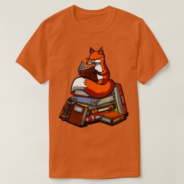 T-shirt Fox Book Reading Nerd Cute Animal Librarian Women (Design devant)