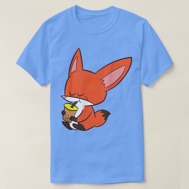 T-shirt Fox Bubble Tea Kawaii Fox Avec Boba (Design devant)