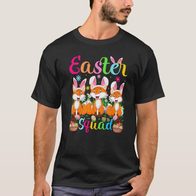 T-shirt Fox Bunny Ear Drôle Easter Squad Fox Joyeux Pâques (Devant)