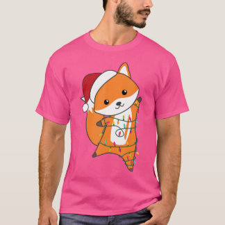 T-shirt Fox Christmas Animaux Fairy Lights Foxes Pour Chri