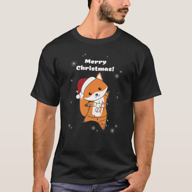 T-shirt Fox Christmas Snow Winter Animals Foxes (Devant)