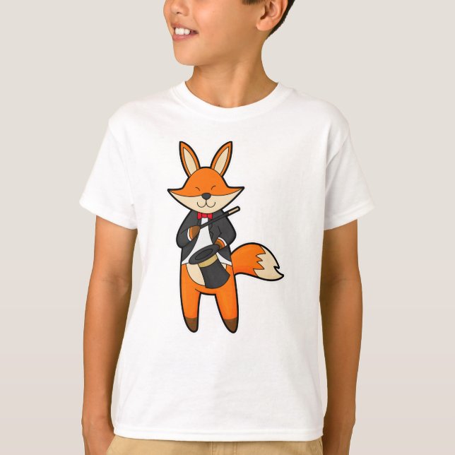 T-shirt Fox comme Magicien avec baguette magique et Casque (Devant)