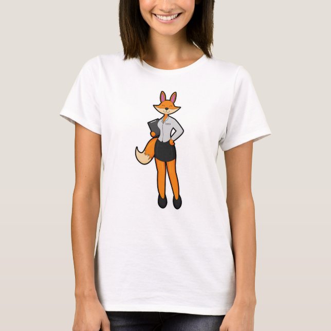 T-shirt Fox comme secrétaire avec Bloc-notes (Devant)