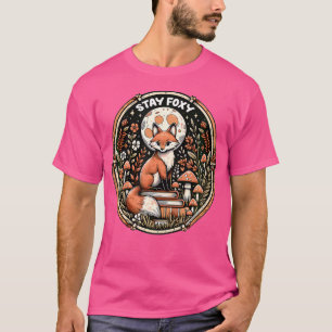 T-shirt Fox Cottagecore Livres Floral mignonne Aesthétique