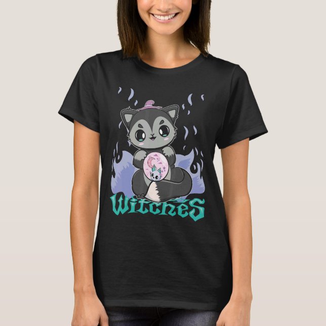 T-shirt Fox Cute Avec Boule En Verre Pour Witchcore (Devant)