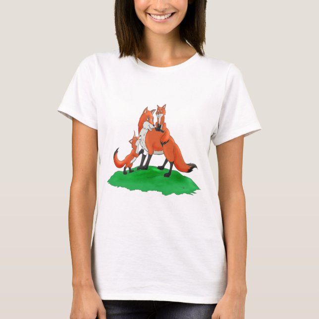 T-shirt Fox de mère avec des articles de cadeau de bébés (Devant)