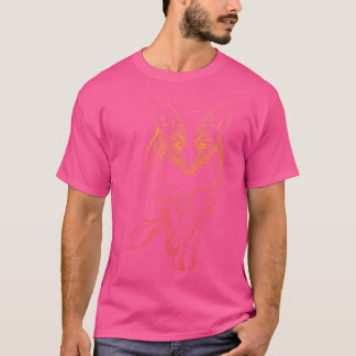 T-shirt Fox Dot Line Art Cute Animal Dessin Fox