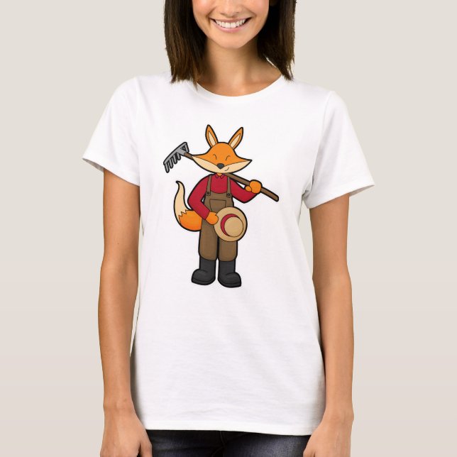 T-shirt Fox en fermier avec Rake & Casquette (Devant)