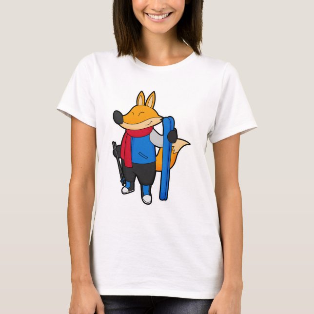T-shirt Fox en ski avec ski (Devant)