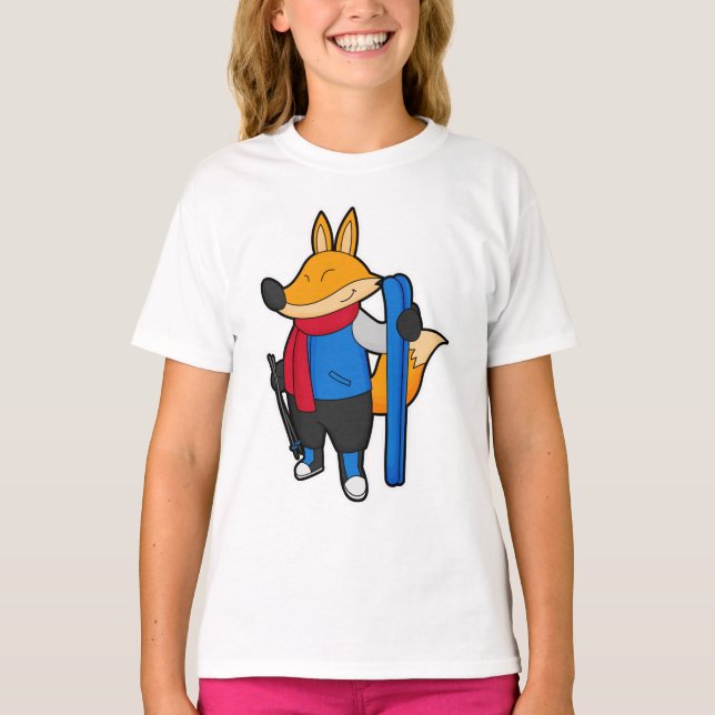 T-shirt Fox en ski avec ski (Devant)