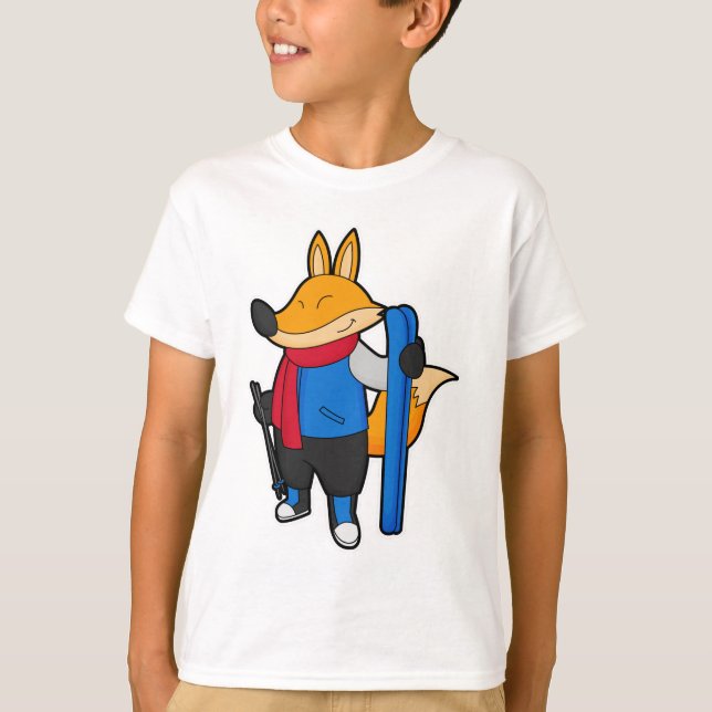 T-shirt Fox en ski avec ski (Devant)