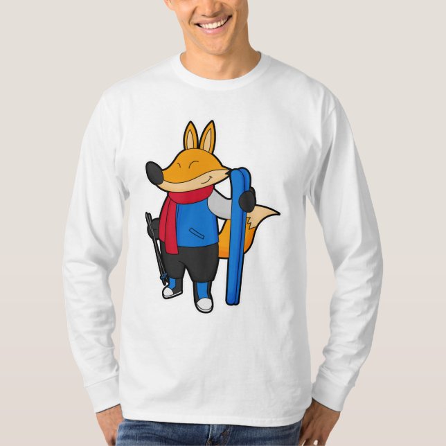 T-shirt Fox en ski avec ski (Devant)