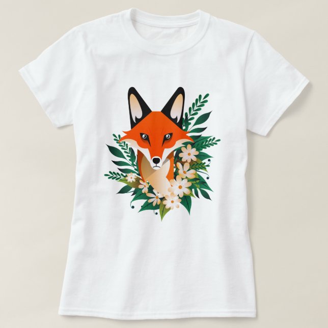 T-shirt Fox et Fleurs (Design devant)