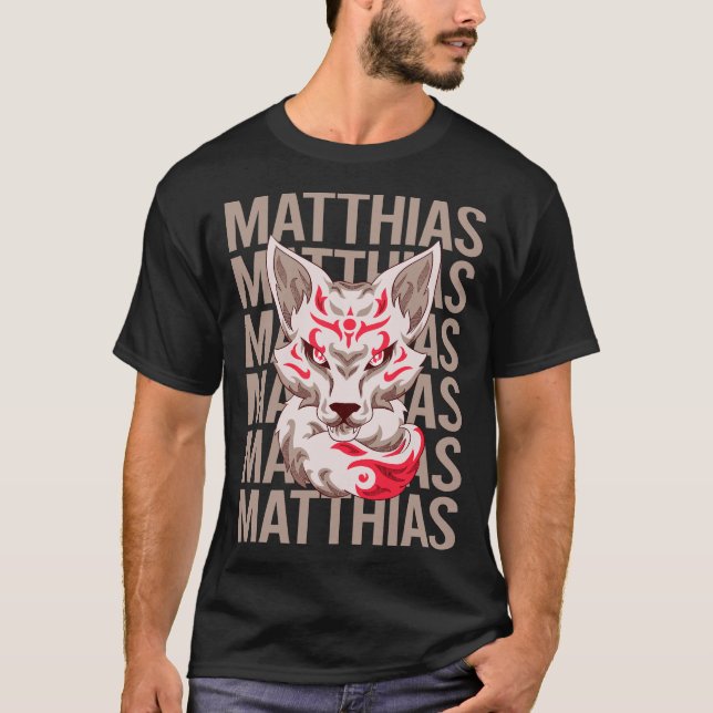 T-shirt Fox Face - Nom Matthias (Devant)