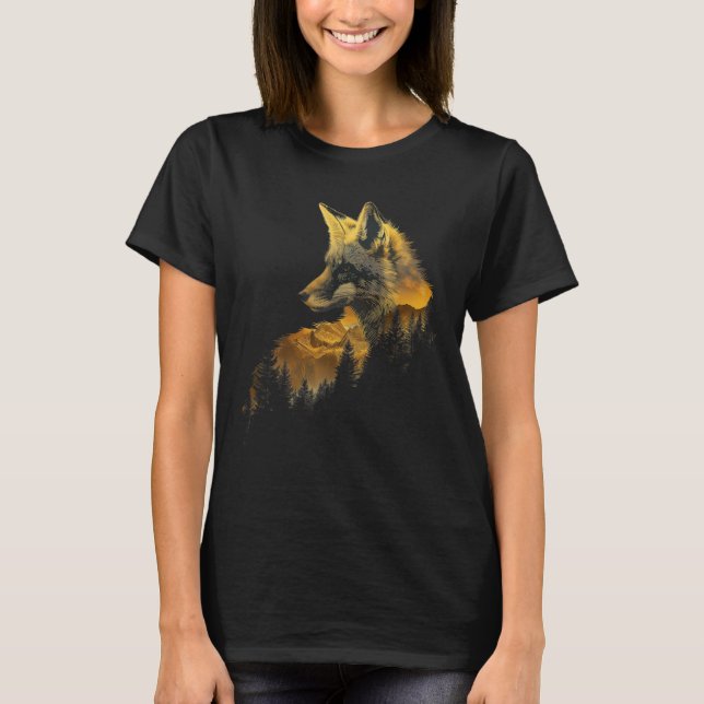 T-shirt Fox Forest Nature Lover Mountains Randonnée Campin (Devant)