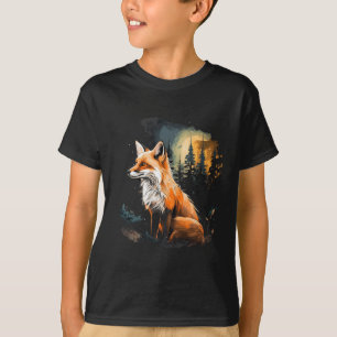 T-shirt Fox Forest Nature Lover Mountains Randonnée Campin