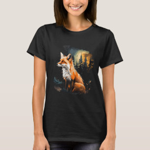 T-shirt Fox Forest Nature Lover Mountains Randonnée Campin