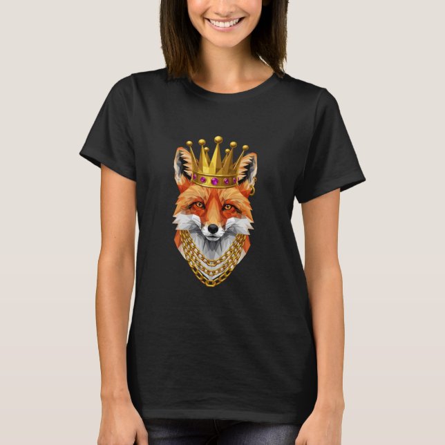 T-shirt Fox Gangster Golden Crown King Regal Art (Devant)