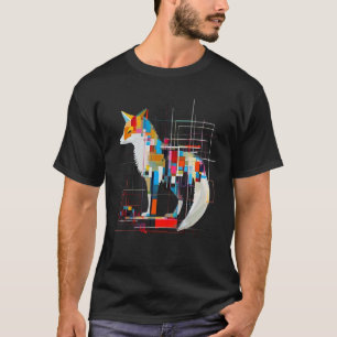 T-shirt Fox géométrique oeuvre d'art coloré animal Motif F