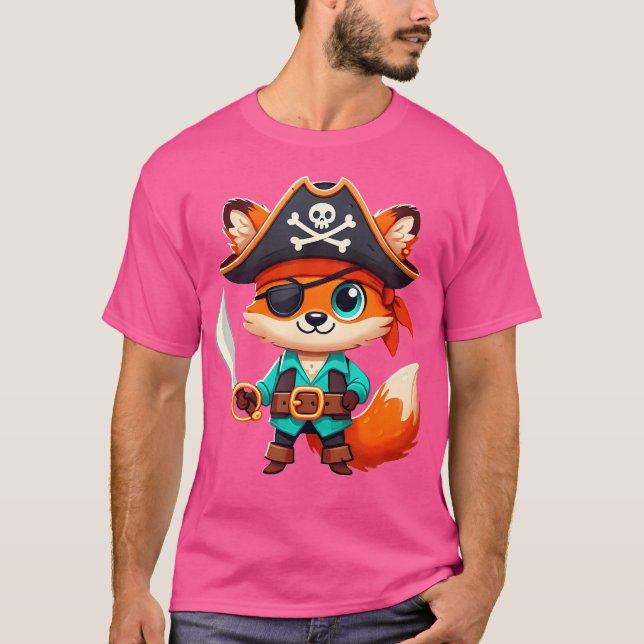 T-shirt Fox Halloween Pirate femmes hommes Fox (Devant)