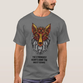 T-shirt Fox Head Strength Heart Scars Quote Mandala Premiu
