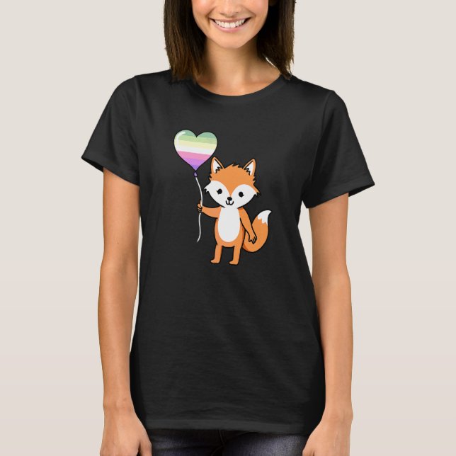 T-shirt Fox Heart Balloon Genderfae (Devant)