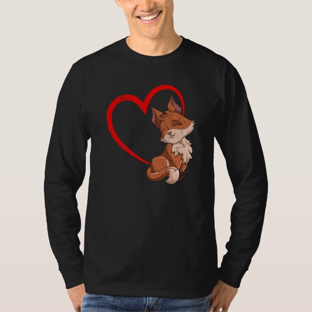 T-shirt Fox Heart Forest Animal Nature faunique Fox (Devant)
