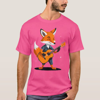 T-shirt Fox Jouer Guitare Acoustique Fox Guitariste