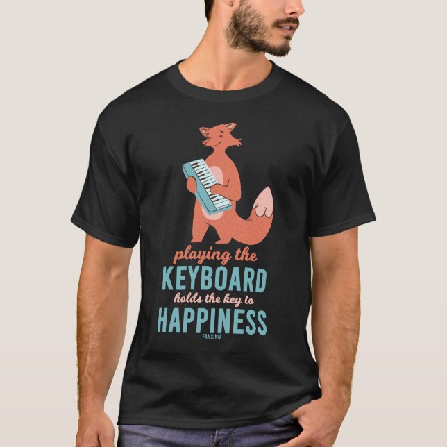 T-shirt Fox Keyboard instrument de musique animal de forêt (Devant)