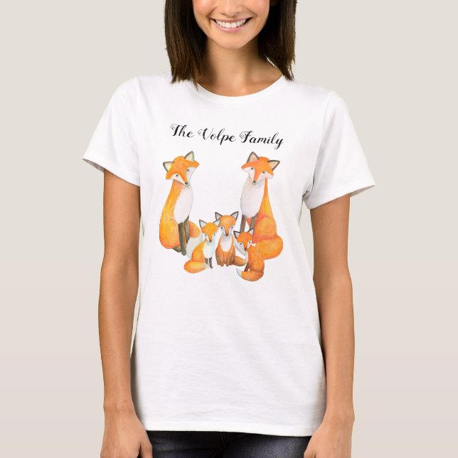 T-shirt Fox Maman Papa Enfants Cute rouge renard Personnal (Devant)