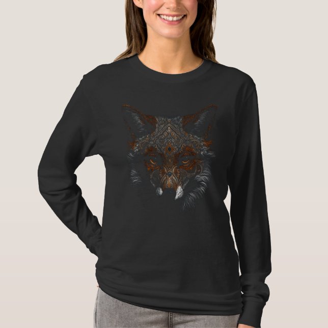 T-shirt Fox Mandala  Animal Artwork Fox 1 (Devant)