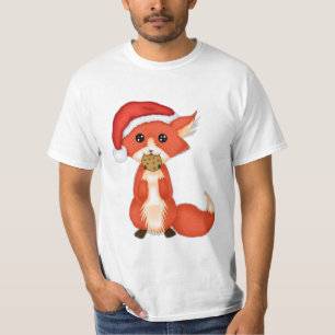 T-shirt Fox mignon de biscuit utilisant un casquette de