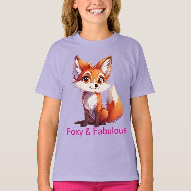 T-shirt Fox mignon pour filles Foxy & Fabulous Des (Devant)