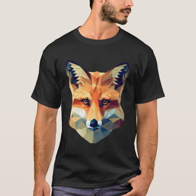 T-shirt Fox moderne Polygon Style Animal (Devant)