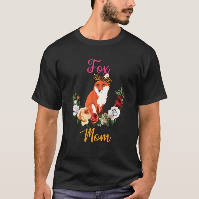 T-shirt Fox Mom Floral Fox Bow Tie Lover Mother's Day (Devant)