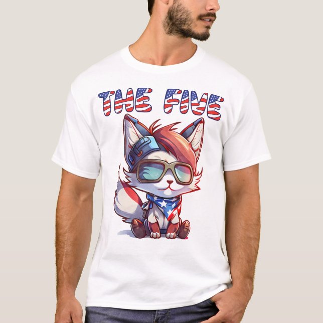 T-shirt Fox News Les cinq mignons Fox Patriotique Américai (Devant)