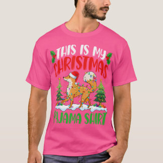 T-shirt Fox Noël Fox Santa Hat Xmas Lumières Arbre