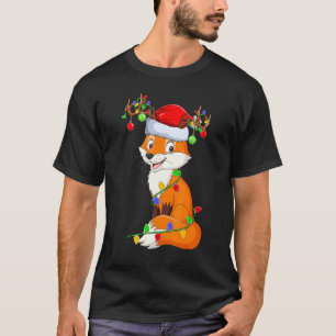 T-shirt Fox Noël Lumières Santa Hat Fox Noël