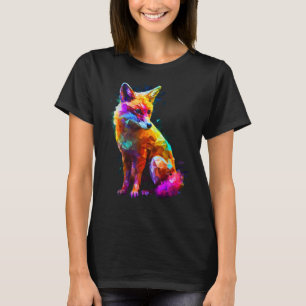 T-shirt Fox Polygon Colorful Amoureux des animaux Art Rena
