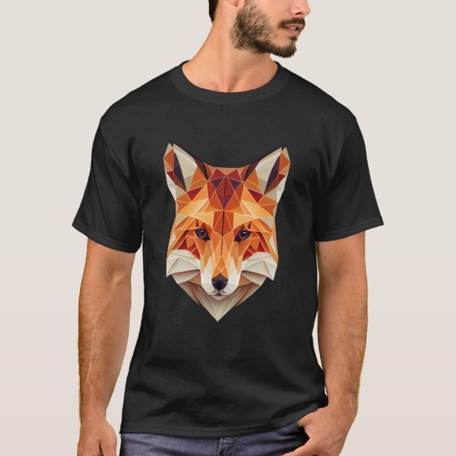 T-shirt Fox Polygon Wild Animal Wildlife Geometr (Devant)