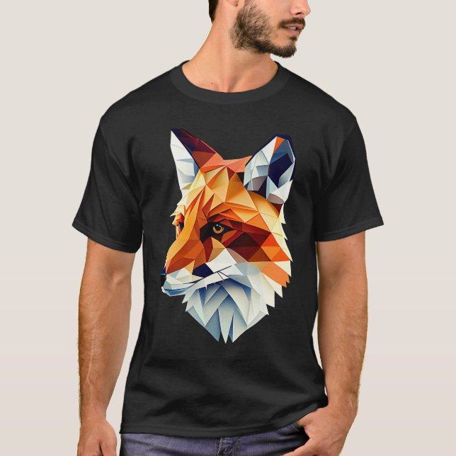 T-shirt Fox Polygon Wild Animal  Wildlife Zookeeper Geomet (Devant)