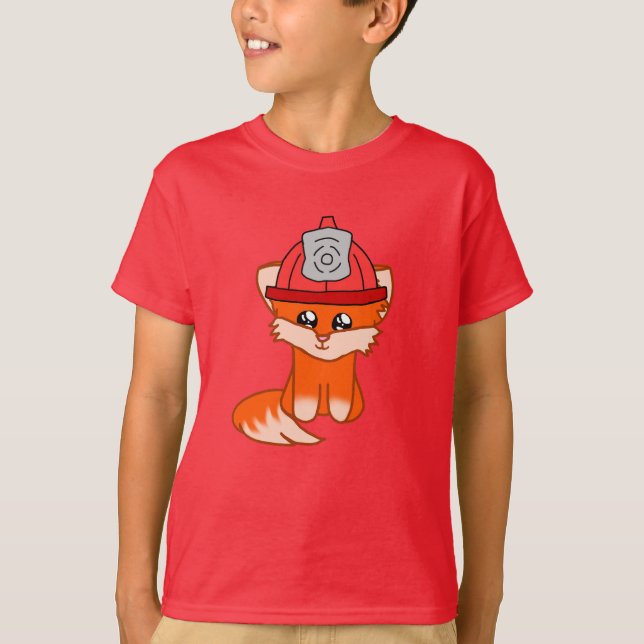 T-shirt Fox Pompiers Avec Casque De Pompiers (Devant)